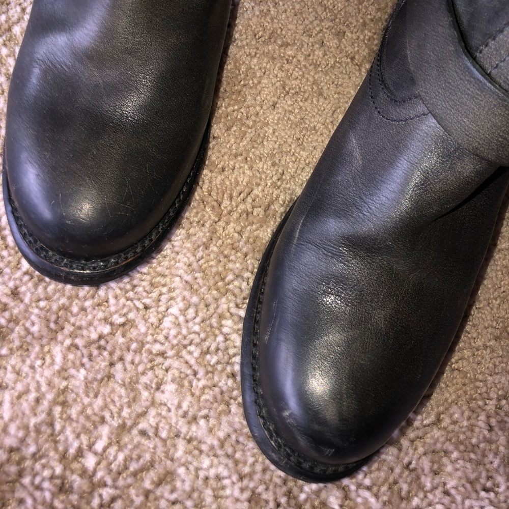 Frye Vera Slouch Black distressed leather boots